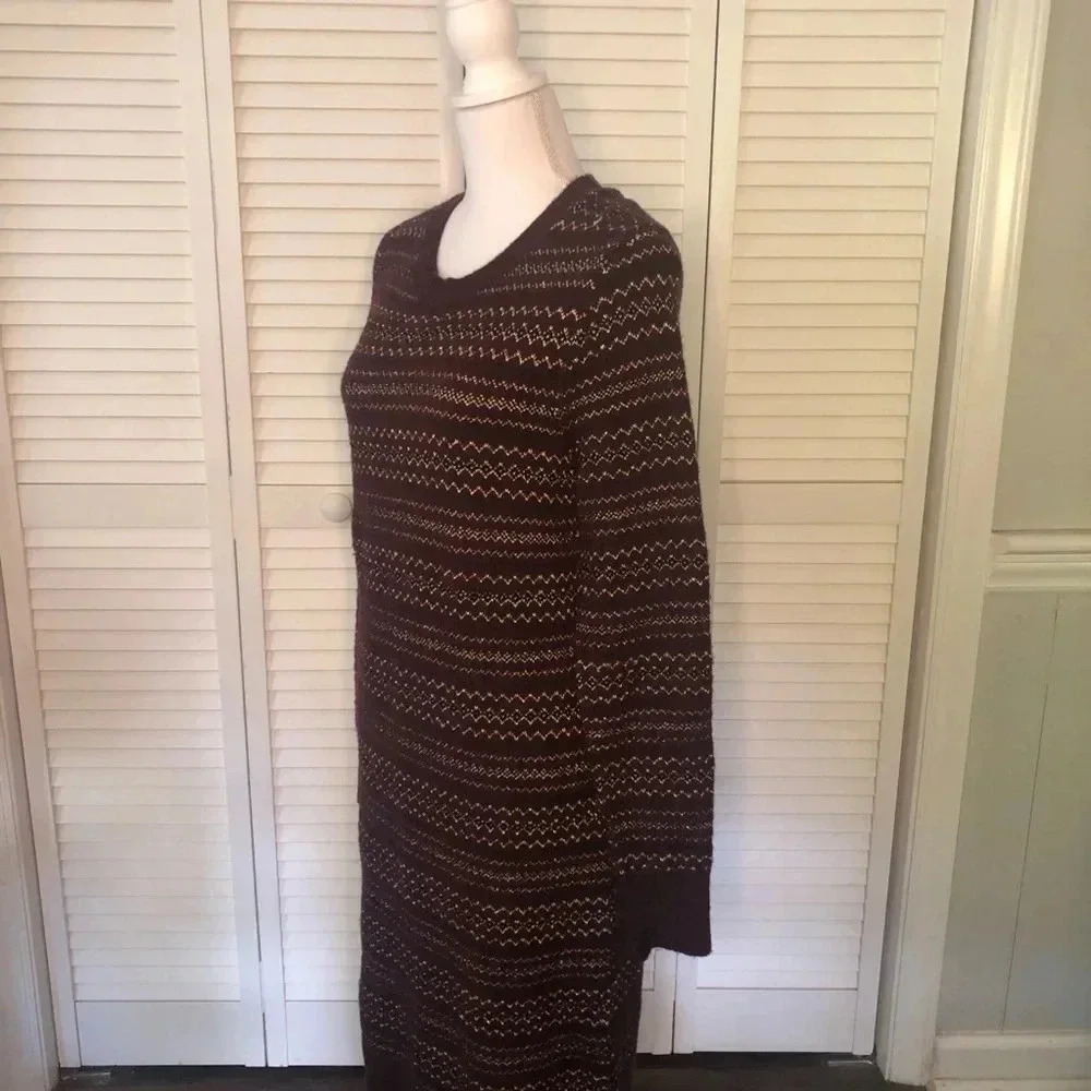 Loft Maroon and Gold stripped Sweater Dress Women’s Petite Large - Picture 3 of 12